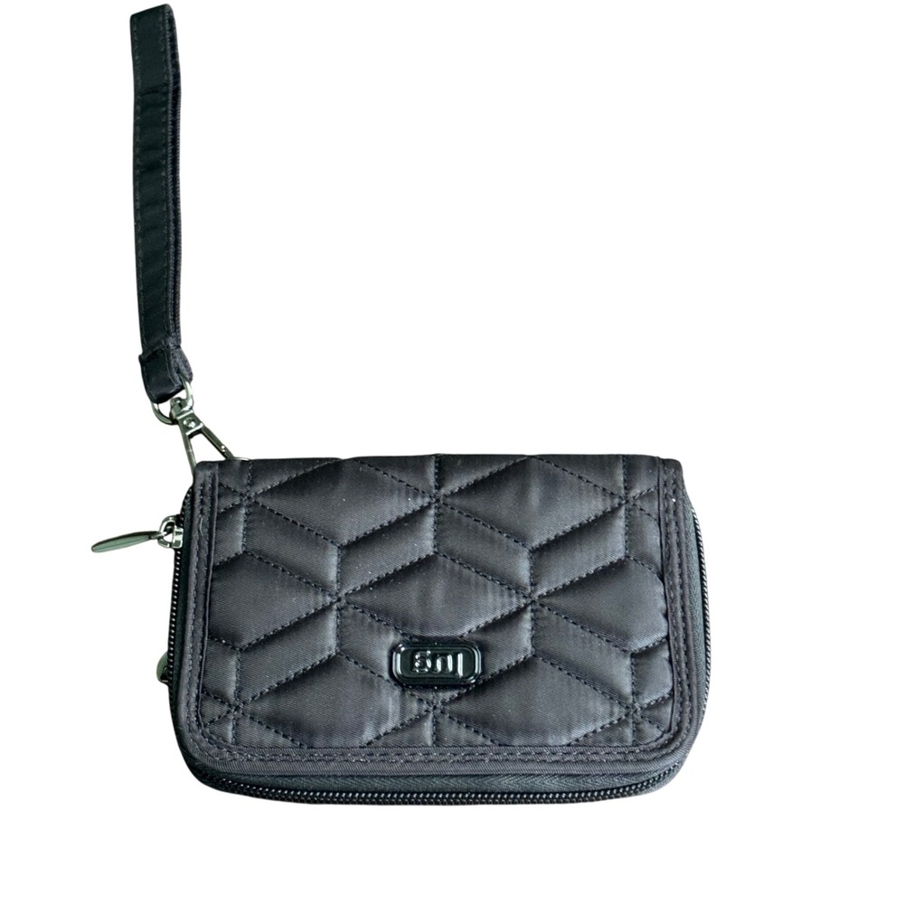 Lug Rodeo Convertible Wallet Wristlet Black Quilted  Zip Around